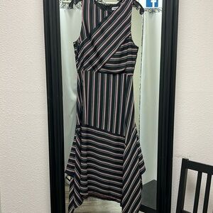 Chelsea28 Black Red White Sleeveless High Low Midi Dress Size M
